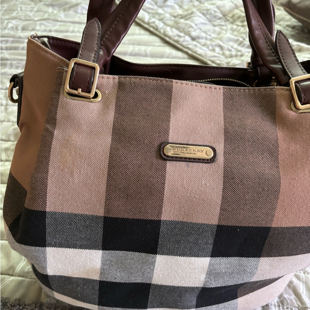 Burberry Tan and Black Checkered Women's Bag